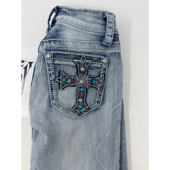 Fire & Rain‎ Denim Jeans Size 0 Light Wash Embellished Cross Bootcut - Picture 6 of 7
